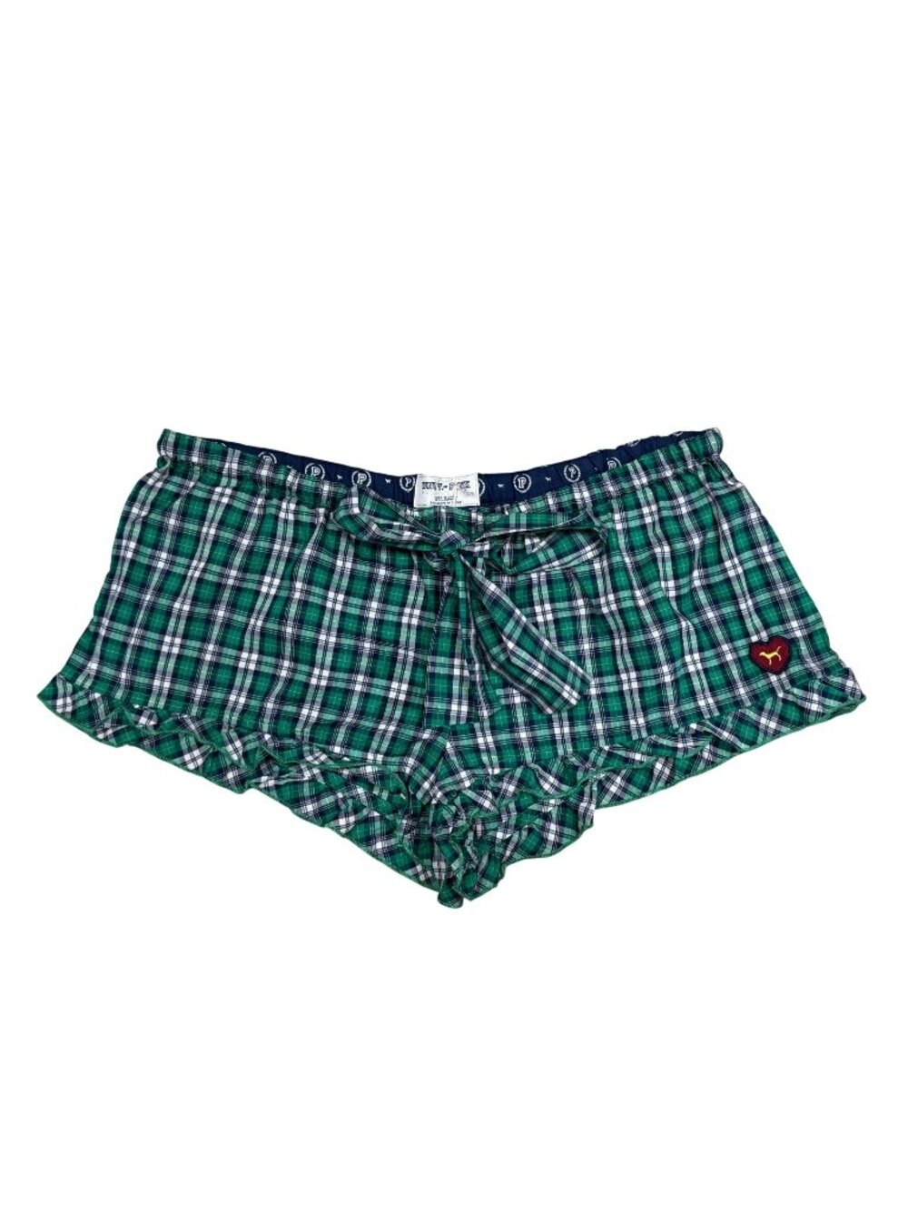 Y2K NWT Victorias Secret University of Pink Plaid Green Sleep Shorts S Micro Min